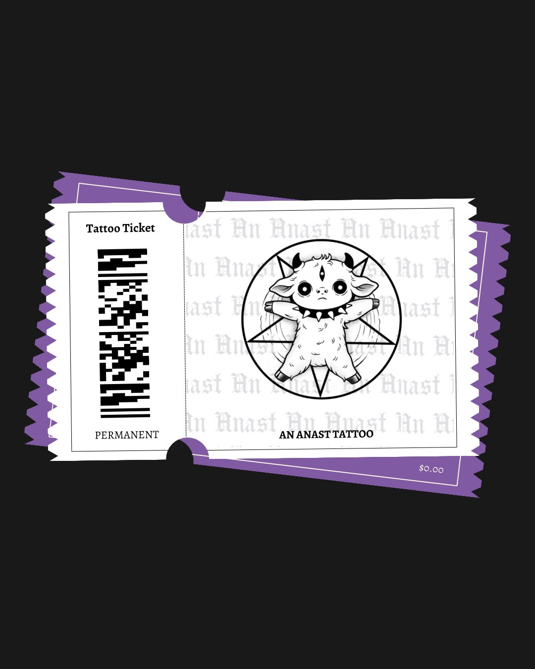 Pentagram Cow - Tattoo Ticket