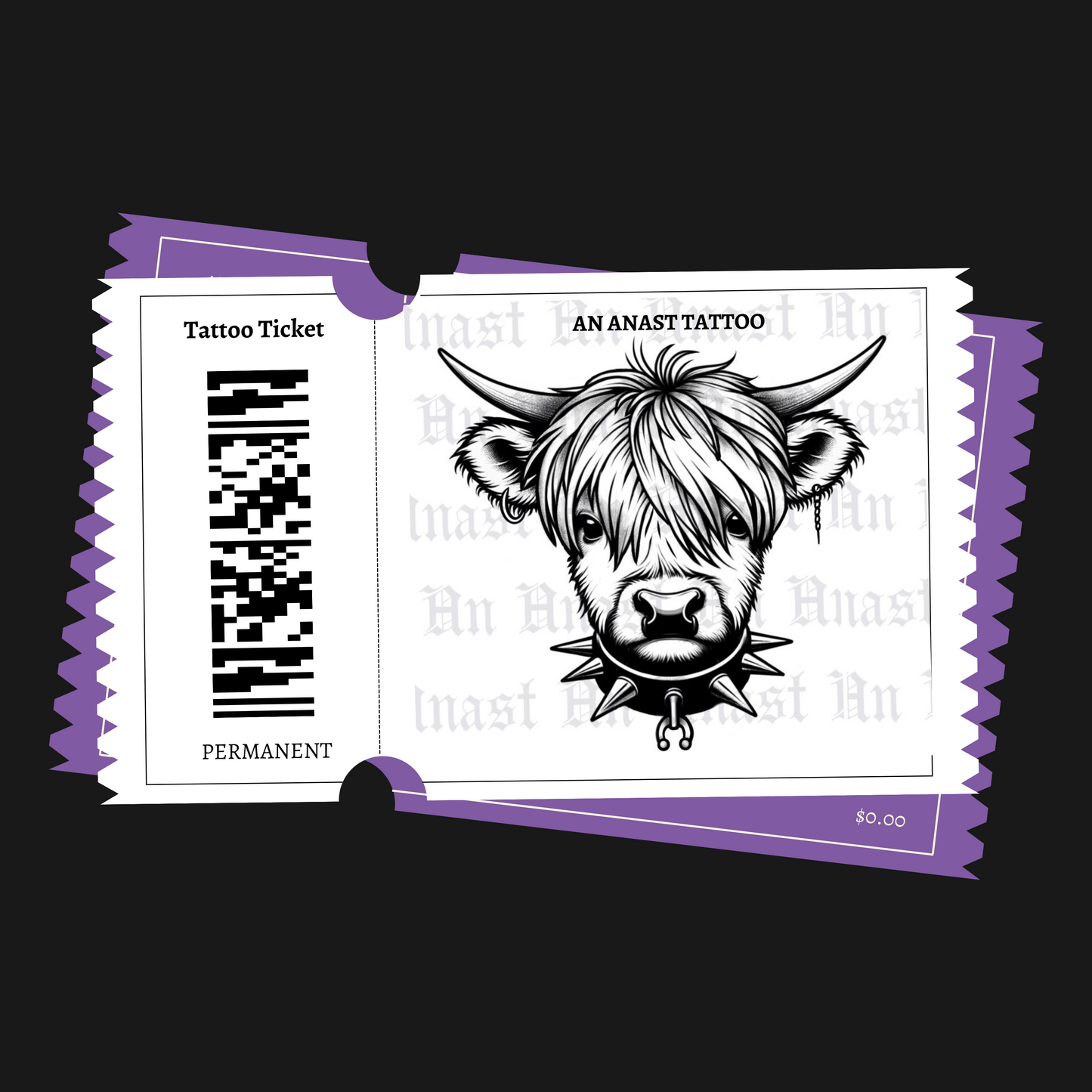 Goth Highland Calf - Tattoo Ticket