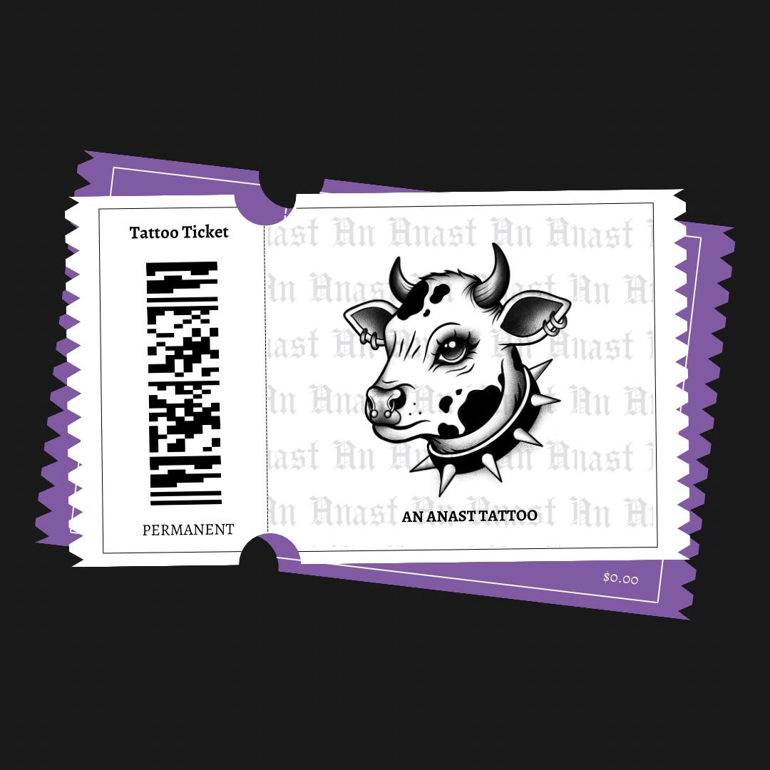 Holstein Cow Tattoo Ticket